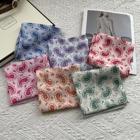 Vintage Paisley Print Katoenen Vierkante Sjaal Voor Vrouwen Mode Floral Nek Sjaal Kleine Bandana Elegante Haaraccessoires Zakdoek