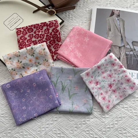 Pañuelo Cuadrado de Camelia Francés Cinta de Pelo Floral Decoración de Bolso Mezcla de Algodón Elegante Pañuelo para Mujer