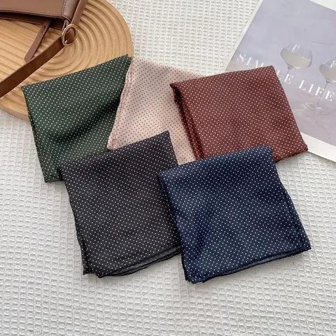 Carré De Coton Mélangé Vintage À Pois Pour Femmes Foulard Décoratif Doux Accessoire De Mode Pour Printemps Automne