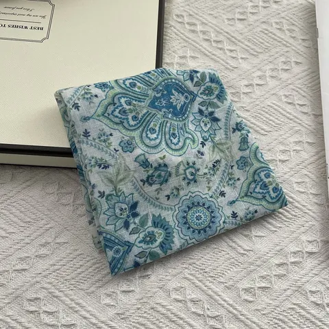 Vintage Cotton Linen Square Scarf For Women Paisley Leopard Print Neck Head Scarf Fashionable Hair Band Bandana Accessory