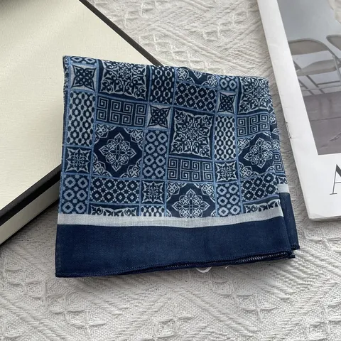 Foulard Quadrato da Donna con Stampa Geometrica Totem Retrò Stile Coreano Sciarpa al Collo in Cotone Leggero Fascia per Capelli