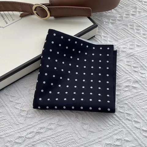 Vintage Polka Dot Paisley Print Square Scarf For Women Silk Cotton Blend Small Neck Wrap Fashion Decorative Head Scarf