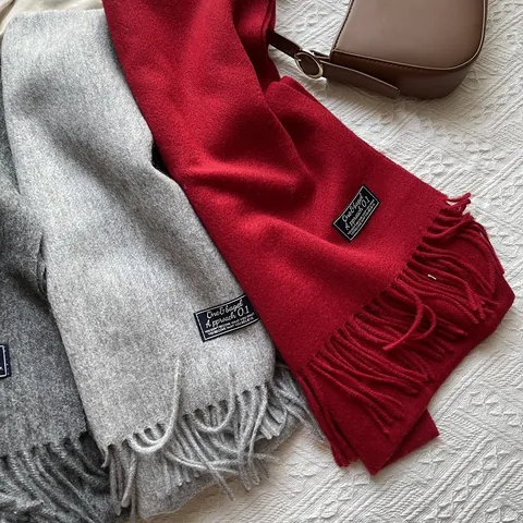 Unisex Winter Cashmere Scarf Minimalist Solid Color Long Shawl With Tassels Warm Soft Chic Neck Wrap For Men Women