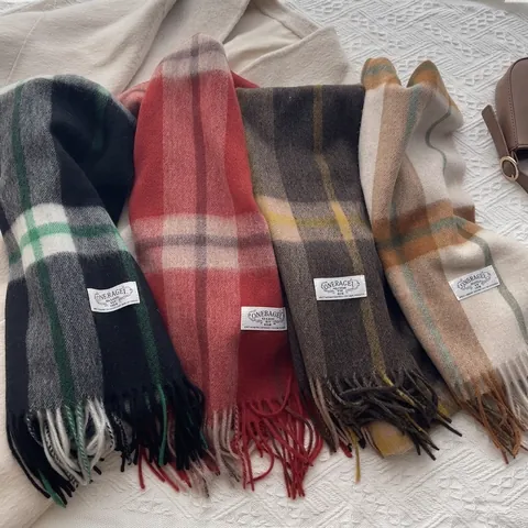 Écharpe Plaid Rétro Style Britannique Pour Femmes Châle En Cachemire Chaud D'Hiver Avec Glands Tour De Cou À Carreaux Doux