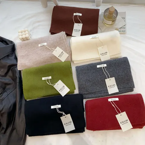 Women 100% Australian Wool Scarf Winter Warm Knit Soft Solid Color Scarf For Women Men Handmade Long Neck Scarf Gift