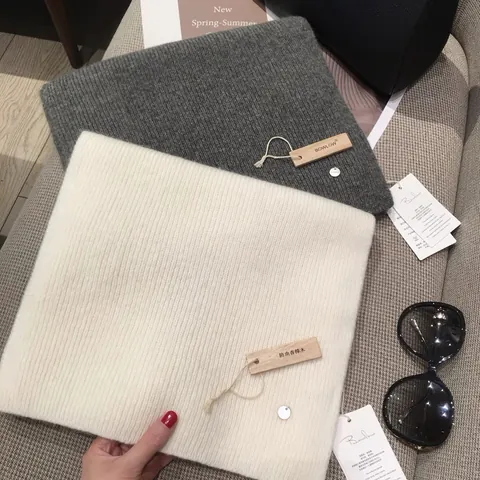 Damen Koreanischer Stil Strickschal Einfarbig Winter Warm Weich Rippenstrick Halswärmer Mit Mottenabwehrstück Aus Kampferholz