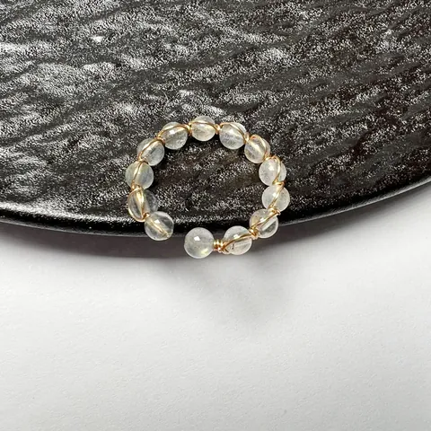 Anello Aperto Regolabile Fatto a Mano Avvolto in Filo d'Oro 14K Con Granato Naturale Tormalina Labradorite Perla d'Acqua Dolce Gioielli da Donna