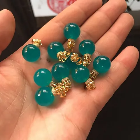Colgante de Perla Individual de Amazonita Natural Con Cierre de Corona de Plata de Ley 925 Bañado en Oro Circón Joyería Mujer