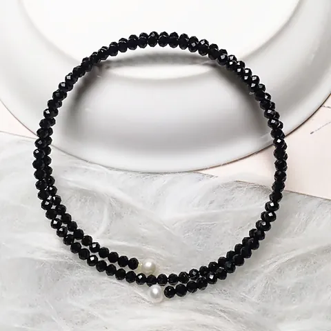 Double Layer Spinel Beaded Wrap Bracelet For Women Elegant Faceted Stone Bracelet With Faux Artificial Pearl Accents Fashion Jewelry Gift