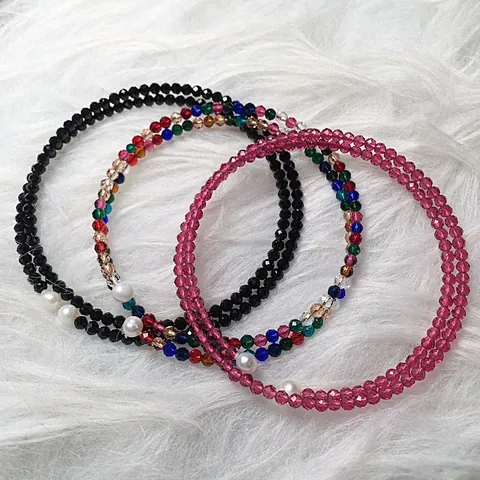 Double Layer Spinel Beaded Wrap Bracelet For Women Elegant Faceted Stone Bracelet With Faux Artificial Pearl Accents Fashion Jewelry Gift