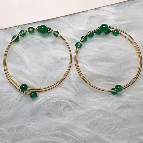 Naturstein Rot Grün Achat 14K Gold Gefüllt Drahtgewickelt Armreif Damen Vintage Ethnisch Spiralperlen Doppellagiges Armband Schmuck