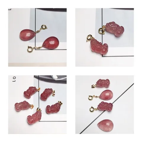 Ciondolo in Natural Quarzo Fragola Rosso Sangue di Piccione Senza Catena Pi Xiu Forma a Goccia d'Acqua per Gioielli Fai da Te Donna