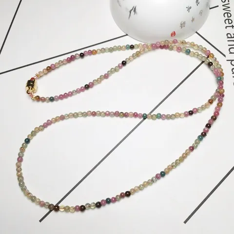 Bracelet Collier Multi-rangs En Tourmaline Naturelle Colorée Pour Femme Avec Fermoir Magnétique Bijoux De Mode Élégants
