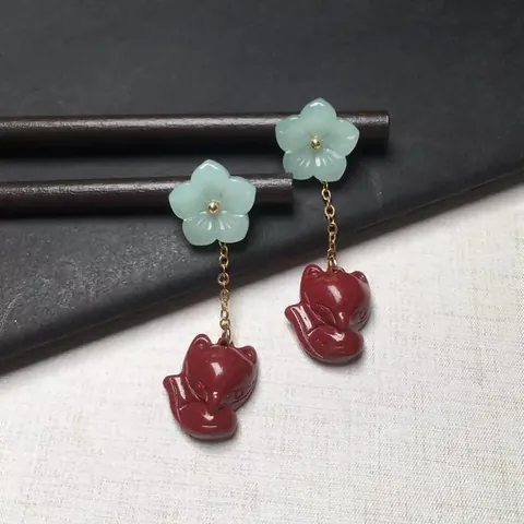 Antik Chinesischer Stil Zinnober Fuchs Haarstab Handgefertigter Holzhaarnadel Mit Blumenanhänger Für Damen Vintage Ethno Schmuck