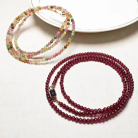 Natural Garnet Tourmaline Beads Bracelet Multi Layer Layered Wrap Bracelet With Magnetic Clasp For Women Elegant Handmade Jewelry