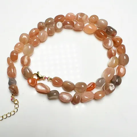 Natural Crystal Beaded Necklace For Women Irregular Chip Stone Strawberry Quartz Blue Sandstone Moonstone Handmade Jewelry With Extension Chain