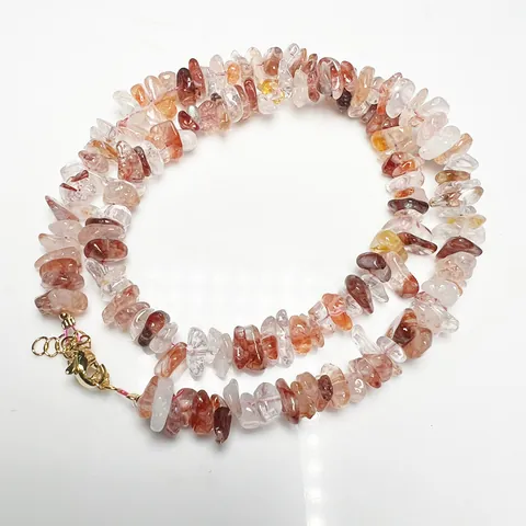 Natural Irregular Stone Chip Necklace Bracelet For Women Green Fluorite Hematoid Quartz Crystal Jewelry With Alloy Extension Chain