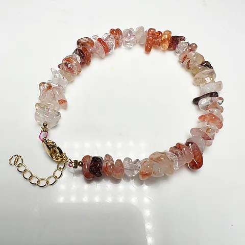 Natural Irregular Stone Chip Necklace Bracelet For Women Green Fluorite Hematoid Quartz Crystal Jewelry With Alloy Extension Chain
