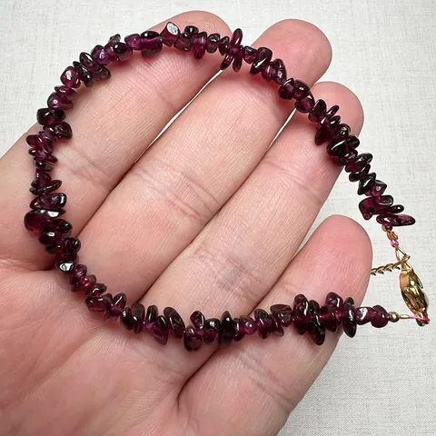 Natural Black Rutilated Quartz Garnet Irregular Crystal Chip Bracelet Necklace For Women Handmade Boho Gemstone Jewelry Gold Clasp