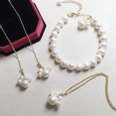 Cute Freshwater Pearl Cat Paw Bracelet Earrings Pendant Necklace For Women Girls Gold Plated Animal Paw Print Jewelry Gift