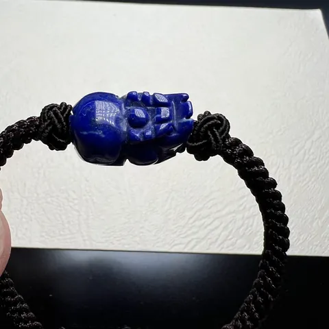 Handmade Braided Lapis Lazuli Pixiu Bracelet Vintage Ethnic Style Natural Stone Carved Bead Adjustable Cord Bracelet For Men Women
