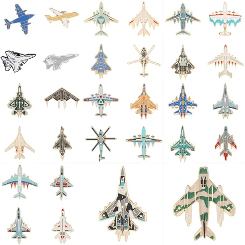 Creative Airplane Enamel Pin Alloy Fighter Jet Helicopter Brooch Aviation Lapel Pin Badge Backpack Decoration Jewelry Gift
