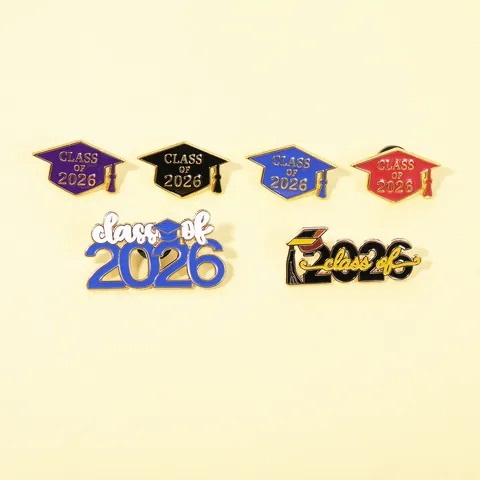 Class Of 2026 Graduation Pins Mortarboard Enamel Brooch Zinc Alloy Badge Commemorative Gift For Students Graduate Party Jewelry