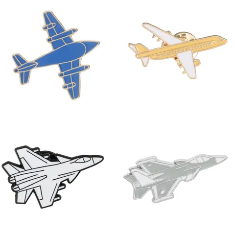 Creative Airplane Enamel Pin Alloy Fighter Jet Helicopter Brooch Aviation Lapel Pin Badge Backpack Decoration Jewelry Gift