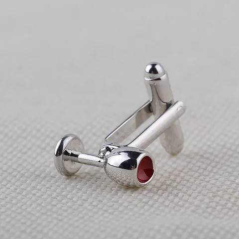Neuheit Weinflasche Und Weinglas Manschettenknöpfe Für Herren Damen Legierung Silber Rot Emaille Französische Hemdmanschettenknöpfe Schmuck Geschenk