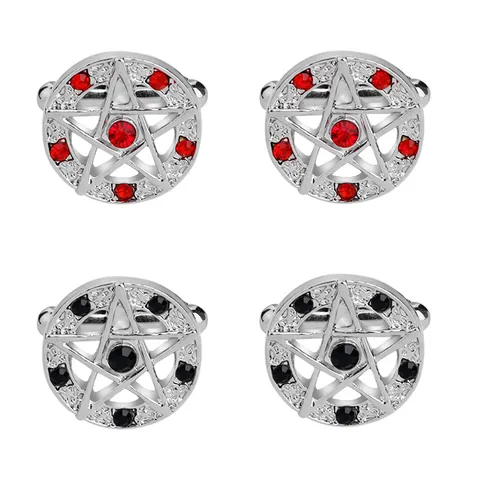 Gemelli in Strass con Pentagramma Vintage per Uomo in Lega Mystery Star Gemelli per Camicia Francese Gioielli da Sposa Regalo