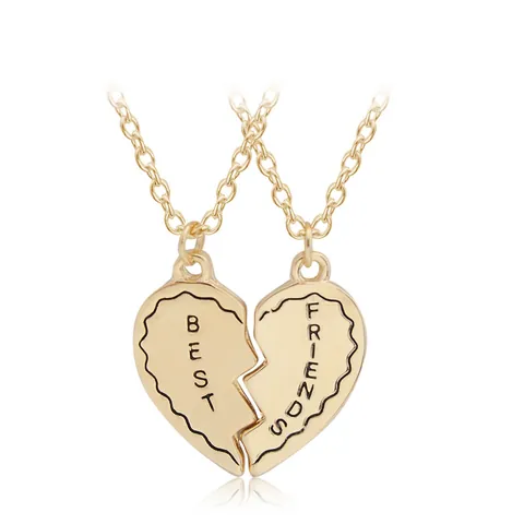 Best Friends Broken Heart Pendant Necklace Alloy Drip Oil Fashion Jewelry Friendship Birthday Gift For Women Men Teens