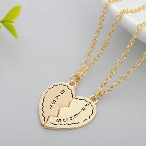 Best Friends Broken Heart Pendant Necklace Alloy Drip Oil Fashion Jewelry Friendship Birthday Gift For Women Men Teens