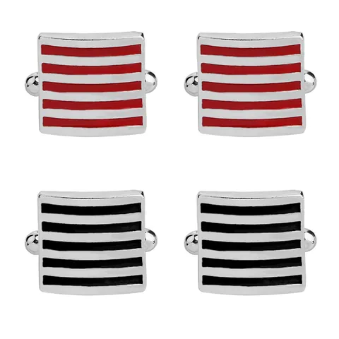 Men's Square Striped Alloy Enamel Cufflinks For Business Formal Shirt French Cuff Links Wedding Banquet Jewelry Accessories