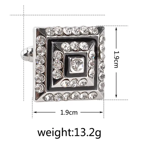 Herren Business Quadrat Legierung Strass Manschettenknöpfe Mit Schwarz Emaille Vintage Luxuriös Französisch Hemd Manschettenknöpfe Für Hochzeit Büro Schmuck