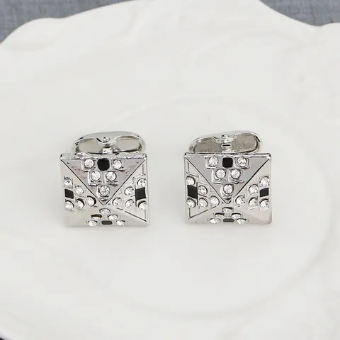 Boutons de Manchette Carrés pour Hommes en Alliage avec Strass et Émail Ton Argent Accessoires pour Chemise de Mariage Cadeau