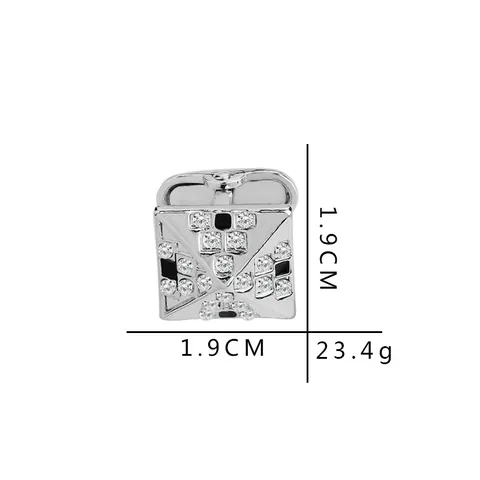 Boutons de Manchette Carrés pour Hommes en Alliage avec Strass et Émail Ton Argent Accessoires pour Chemise de Mariage Cadeau