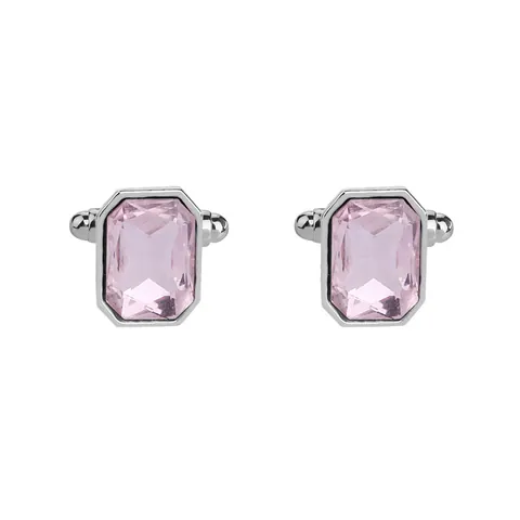 Herren Französisch Hemd Manschettenknöpfe Rechteckig Rosa Österreichischer Kristall Elegant Silber Metall Manschettenknöpfe
