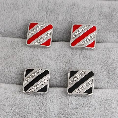 Boutons de Manchette Carrés en Alliage à Rayures Diagonales Avec Strass Accessoires de Chemise de Costume de Bureau pour Hommes
