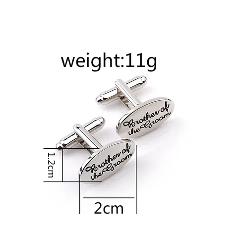 Style Occidental Alliage Lettre Boutons de Manchette Brother Of The Groom Couleur Argent Électroplaqué Chemise Boutons de Manchette pour Mariage Marié Frère Hommes Accessoires