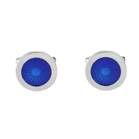 Klassische Runde Legierung Emaille Manschettenknöpfe Für Herren Blau Sonnenstrahl Textur Business Formell Hemd Schmuck