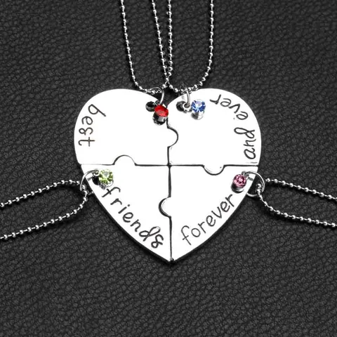 Legierung Emaille Herz Puzzle Anhänger Halskette Für Best Friends Forever Schmuck Strass Freundschaft Geschenk Für Damen