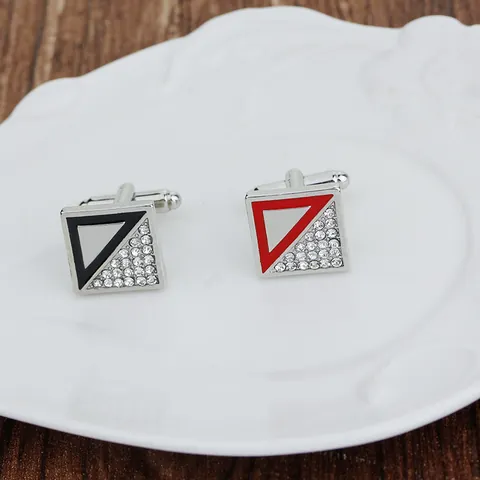 Gemelli da Uomo in Stile Francese a Forma di Quadrato in Vetro e Lega di Zinco Geometrico Smalto Strass Camicia d'Affari Vestito Accessori Regalo
