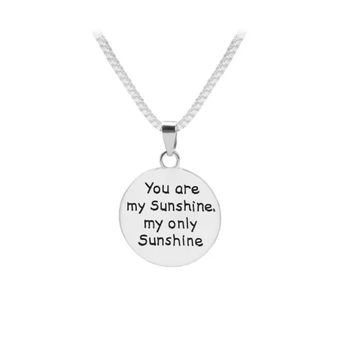 You Are My Sunshine Soleil Souriant Pendentif Rond Collier Alliage Gravure Chaîne Box Bijoux Sentimentaux Cadeau Pour Femmes