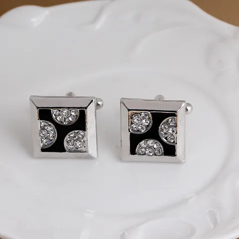 Men Square Rhinestone Cufflinks Fashion French Shirt Cuff Links Alloy Business Sleeve Buttons Jewelry Accessory For Banquet Commuting