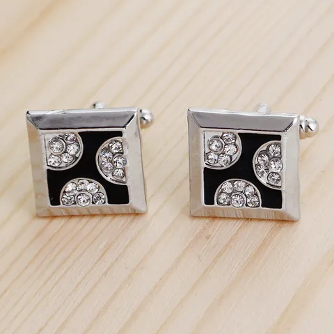 Men Square Rhinestone Cufflinks Fashion French Shirt Cuff Links Alloy Business Sleeve Buttons Jewelry Accessory For Banquet Commuting