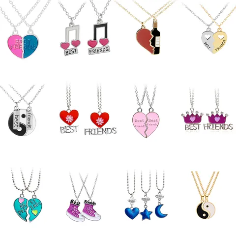 Legierung Emaille Herz Puzzle Anhänger Halskette Für Best Friends Forever Schmuck Strass Freundschaft Geschenk Für Damen