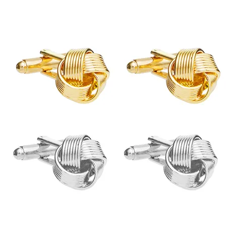 Men's Vintage Alloy Woven Knot Cufflinks Luxury Gold Silver Plated Metal Silk Knot Style Shirt Accessories For Business Wedding Party Jewelry