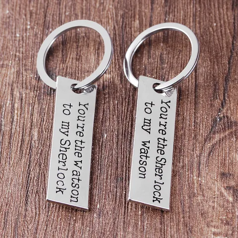 Portachiavi E Pendente Rettangolare In Lega Con Scritta Sherlock Watson Per Coppie Amici Regalo Accessori Anello Portachiavi Argento