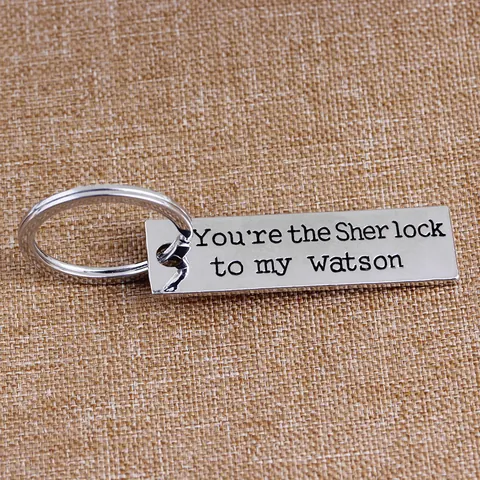 Portachiavi E Pendente Rettangolare In Lega Con Scritta Sherlock Watson Per Coppie Amici Regalo Accessori Anello Portachiavi Argento
