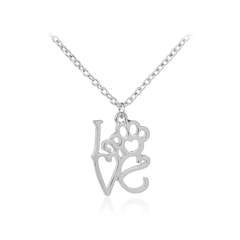 Creatieve Legering Holle LOVE Letter Hart Hondenpoot Hanger Halsketting Voor Huisdierliefhebbers Dier Charm Sieraden Cadeau Vrouwen Mode